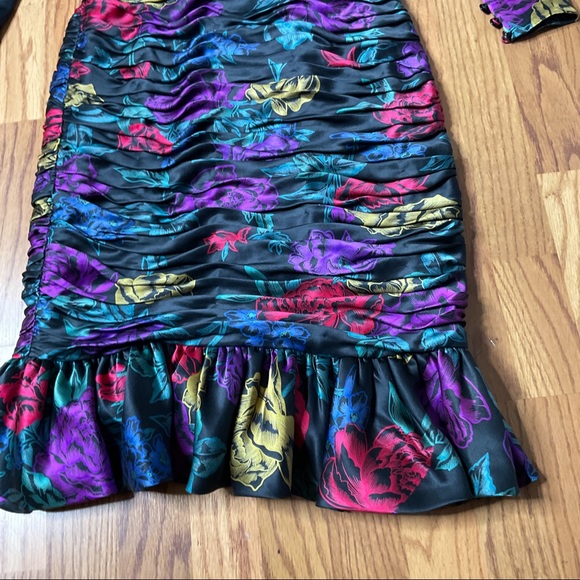 Vintage 80s Albert Nipon Silk Dress  Garfinckel’s - Picture 3 of 13